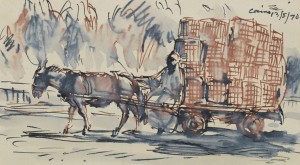 Jahanara Abedin Collection ঘোড়ার গাড়ি, কালি-কলম, জয়নুল আবেদিন, ১৯৭০